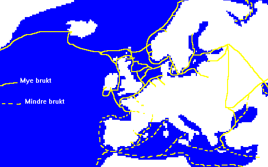 Kart over vikingenes reiseruter