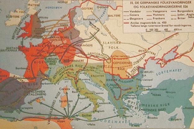 Historisk kart over Europeisk folkevandringstis